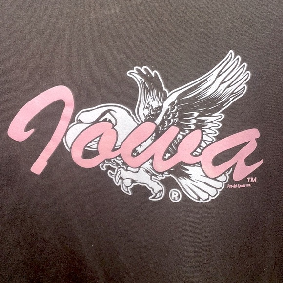 Y2K 100% Cotton Delta Pro Weights Iowa Hawkeyes Brown/Pink Graphic - Picture 1 of 5